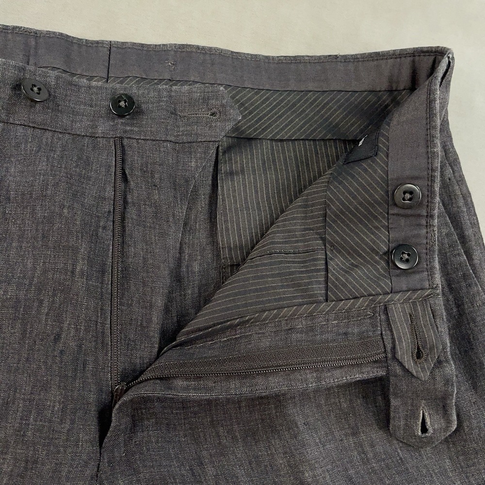 Ermenegildo Zegna Pants Mens 34x32 Gray 100% Linen Straight Leg Dress Business - Picture 4 of 15